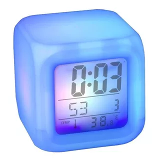 Reloj Despertador Cambia De Colores Fluo Con Termometro, Etc