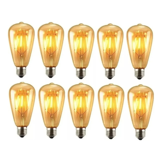  SALE TODO ST-64 Pack X10 Ampolletas Filamento Led Edison 4w Retro Vintage Color de la luz Blanco cálido