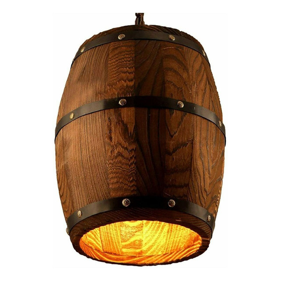 Lámpara Colgante Con Diseño Barril De Vino De Madera