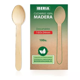 Cucharas De Madera Moldeadas Iberia Eco Line X100u.