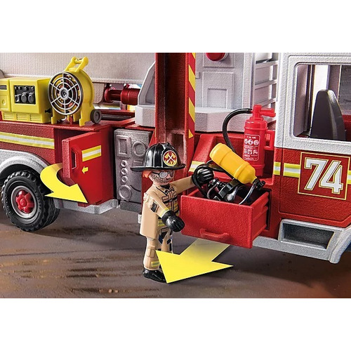 Figura Armable Playmobil Vehículo Bomberos Us Tower Ladder