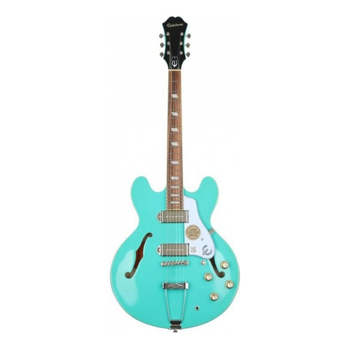 Guitarra eléctrica Epiphone Archtop Casino de arce turquoise brillante con diapasón de granadillo brasileño