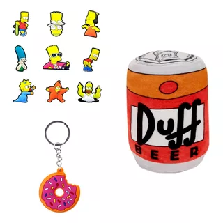 Cojín Cerveza Duff + 9 Crocs Los Simpsons + Llavero Dona 