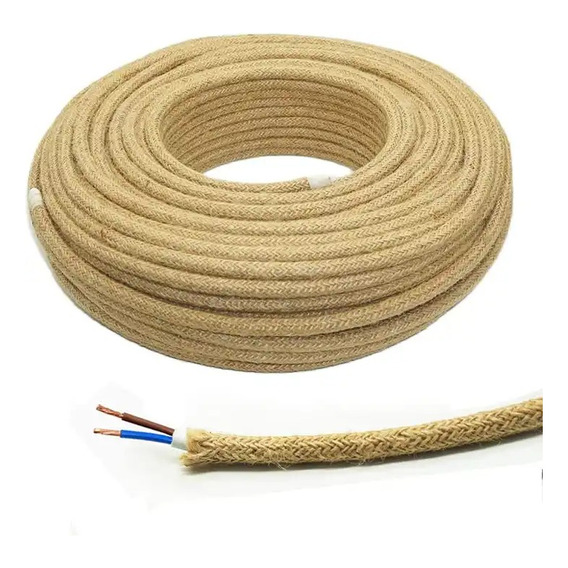 Cable Cordón Eléctrico Yute 2x0.75 Mm2 Rollo 5 Mts