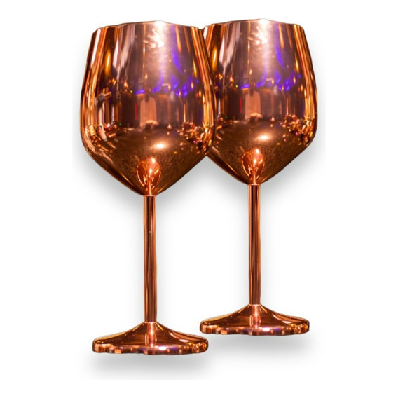 Set De 2 Copas Vino Cobre Premium, Coctel 500 Ml Bar