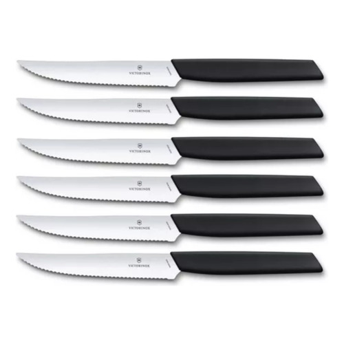 Set 6 Cuchillos De Carne Victorinox Swiss Modern 6.9003.12w Color Negro