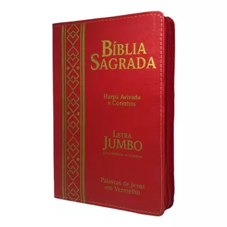 Bíblia Com Zíper Letra Jumbo C/ Harpa E Corinhos Vermelho Índice Sb Editora