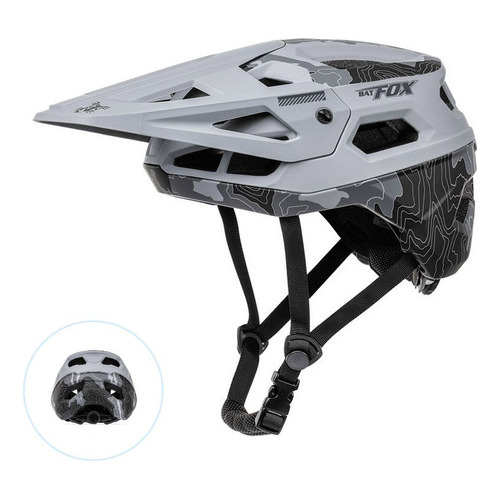 Casco Profesional De Ciclismo De Montaña Batfox Color Gris Talla L (58-61cm)