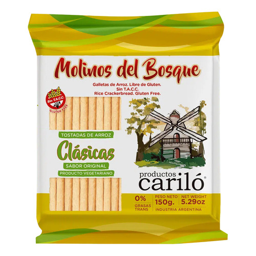 Tostadas de Arroz Molinos Del Bosque Clasicas sabor original sin TACC 150 g