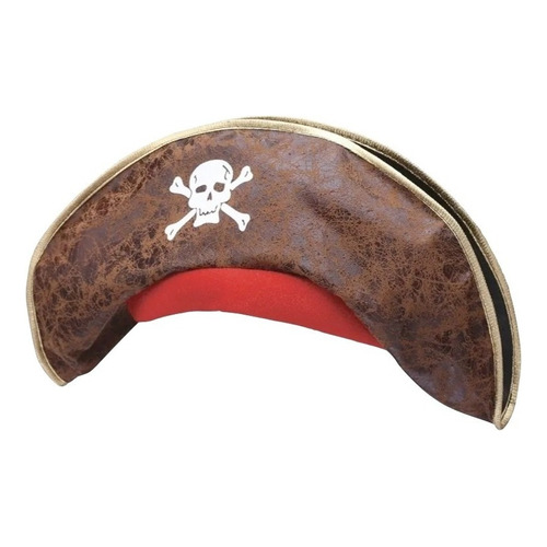 Sombrero Pirata Simil Cuero Gorro Halloween Color Marrón
