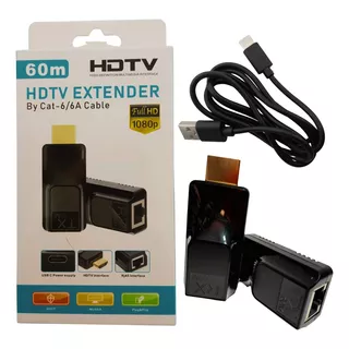 Extensor Hdmi 60 Metros Via 1 Cabo Rede Rj45 Cat6/6a Full Hd