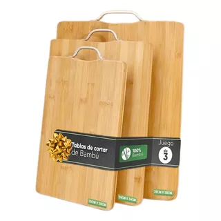 Tabla Para Picar Lagom Juego De 3 Piezas 20x30 24x34 28x38 Bambú/madera Orgánico Agarradera Colgable Excelente Artesanía Sin Daño A Cuchilla Facil De Limpiar Alta Densidad Dureza Preparación Alimentos