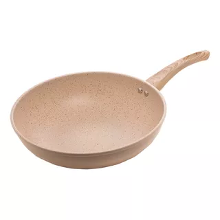 Frigideira Wok 28cm Indução Rev Cerâmico Granilite Bege Lyor