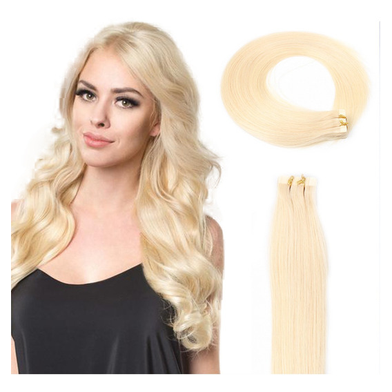 Cintas En Cabello Humano Rubio Claro 35cm 20 Piezas