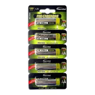 Pack 5 Pilas Recargables Aa 2700ma Macrotel