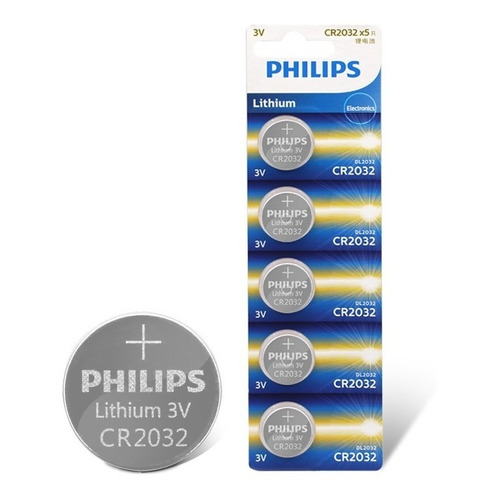 5 Pilas Philips Cr2032 Tipo Botón De Litio 3v / Fullpila