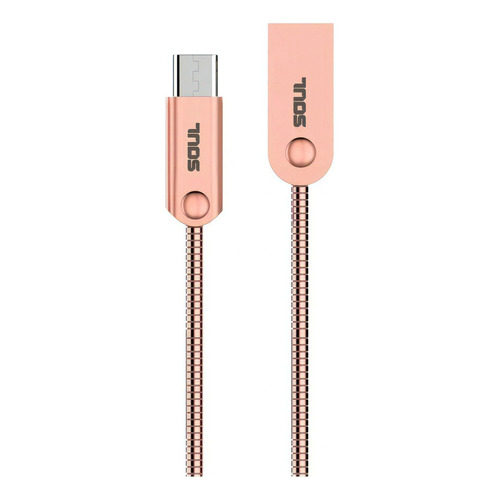 Cable Datos Cargador Micro Usb Iron Flex Mallado Metalico Color Rosa Claro