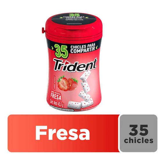 Chicles Trident - Fresa - Botella × 45,5g