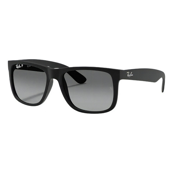 Gafas de sol polarizados Ray-Ban Justin Classic Large con marco de nailon color matte black, lente transparent de policarbonato degradada, varilla matte black de nailon - RB4165