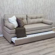 Divan Cama Sofa Funcional Chenille Sistema Metalico 