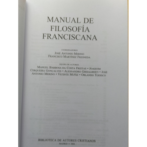 Libro Manual De Filosofia Franciscana