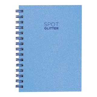 Caderno Capa Dura Spot Glitter Azul Claro 100 Fls 14x20cm