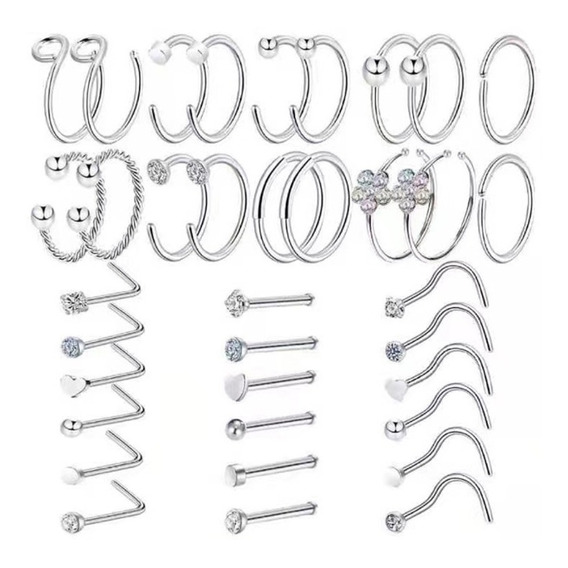 36 Piercings De Nariz De Acero De Titanio Para La Nariz