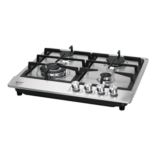 Parrilla A Gas Empotrable Inox Foset 4 Quemadores Paga-4ex Color Plateado