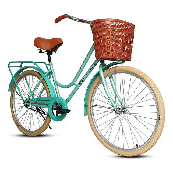 Bicicleta urbana femenina Black Panther Maja R26 1v freno contrapedal color verde con pie de apoyo