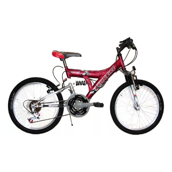 Bicicleta Mountain Bike Rodado 20 Kelinbike 18 Velocidades Doble Suspensión Frenos V/brake Con Pie De Apoyo Color Rojo