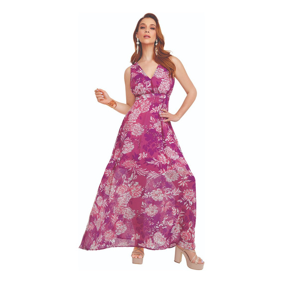 Vestido Dama Formal Estampado Floral Maxidress 930-26