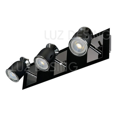 Aplique Niza 3 Luces Negro Apto Led Cabezal Movil Luz Desing