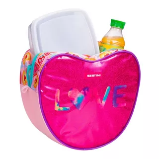 Lancheira Térmica Infantil Escolar Pote Lanche Garrafinha 3d Cor Rosa Love