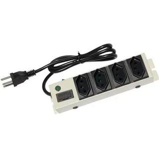 Extensão / Régua / Filtro De Linha 4 Tomadas Espaçadas Metal Cor Cinza 127v/220v