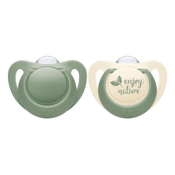 Chupete Nuk Silicona For Nature X2 18 A 36 Meses Verde Mate