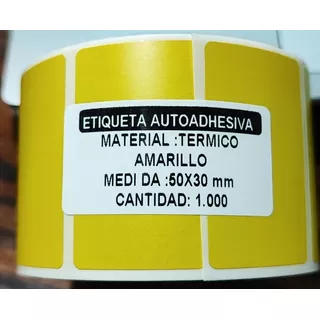 Etiqueta Térmica Amarilla 50x30x1 Columna X 1000 Unidades 