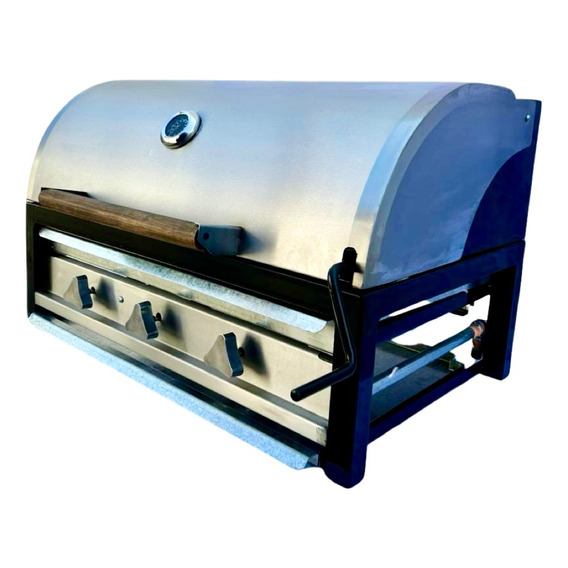 Asador De Carbón Parrilla Inox Tapa Inox 80x50