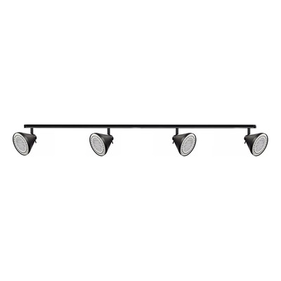 Riel 2 Metros  4 Luces Spot Conico Apto Led Negro