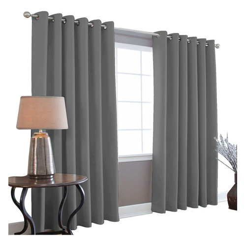 Cortinas Black Out - Térmica Melocotton Color Gris Oscuro  275cm de Ancho X 215cm de Alto En 2 Páneles