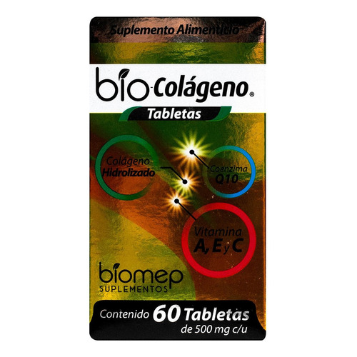 Bio Colágeno 60 Tabletas De 500 Mg C/u Biomep Suplemento Sabor Sin Sabor