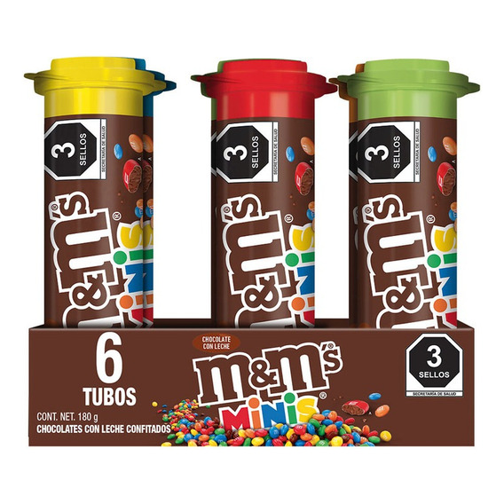 M&ms Mini Chocolate Con Leche Confitados 6 Tubos 180gr
