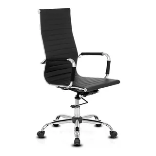 Sillon Ejecutivo Gerencial Aluminium Alto Oficina Pc Cromado + Envio Gratis - Excelente Calidad - Mobilarg Color Negro Material Del Tapizado Cuero Sintético