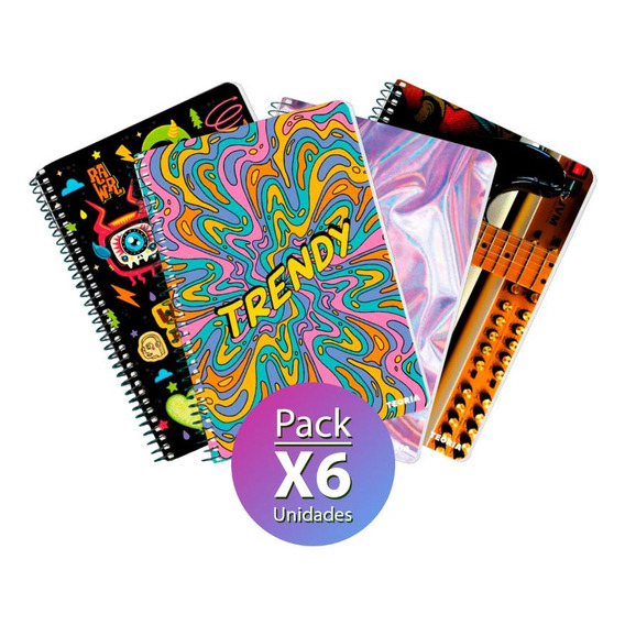 Pack X6 Cuadernolas Teoría Tapa Dura 100 Hojas Súper Oferta