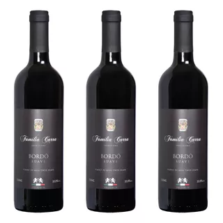 Kit 3 Vinhos Bordo Suave Família Carra 750 Ml Aniversario