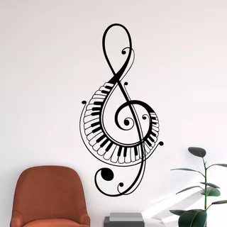 Vinilo Decorativo Pared - Clave De Sol Con Teclas De Piano