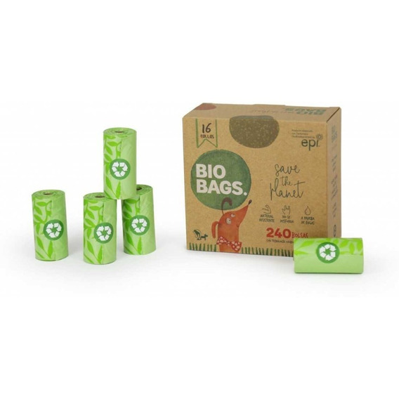 240 Bolsas Biodegradable  En Rollos Ecologicas Fecas Perro