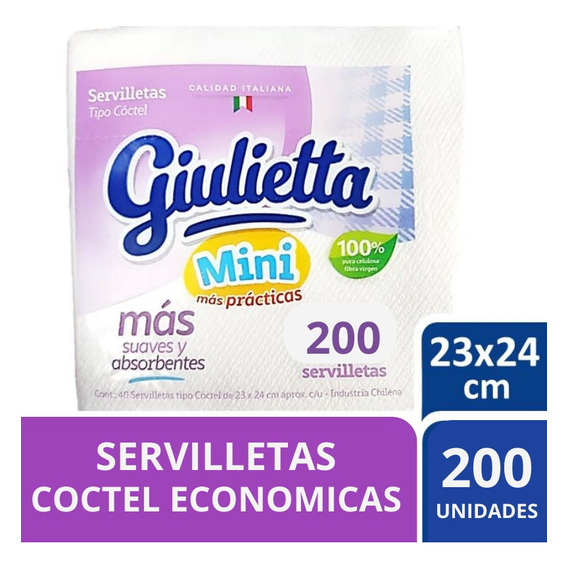 Servilletas De Papel Coctel Blanca 23 X 24cm 200 Servilletas