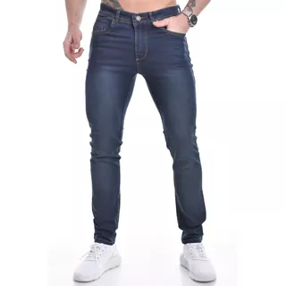 Pantalon Jeans Semi Chupin Matizado Oscuro Calidad Premium