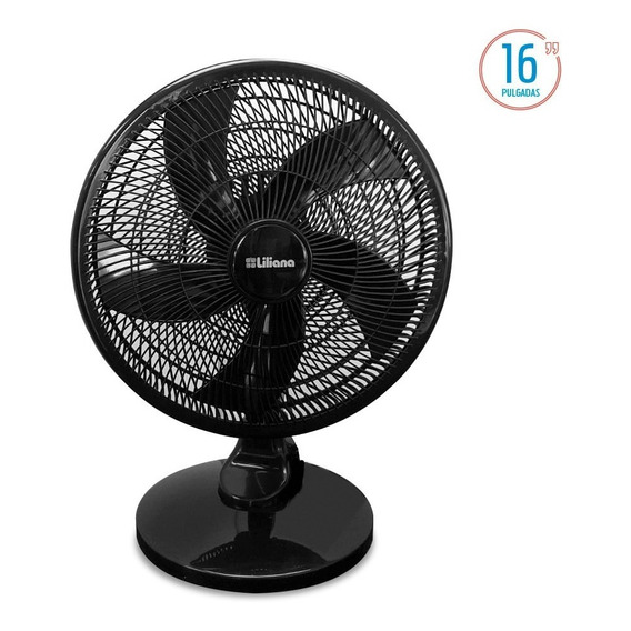 Liliana Vsop16 Ventilador De Mesa 3 Vel 5 Aspas Oscilante 16 Color de la estructura Negro Color de las aspas Negro Diámetro 16 " Material de las aspas Plástico