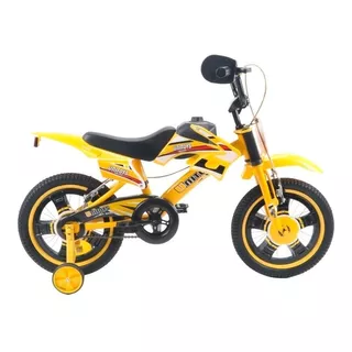 Bicicleta  De Passeio Infantil Unitoys Moto Cross Aro 16 Freios V-brakes Cor Amarelo Com Rodas De Treinamento